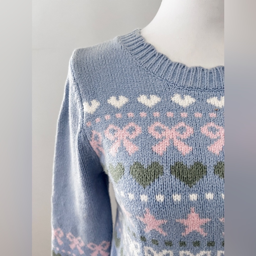 Loveshackfancy Blue And Pink Patterned Sweater - image 3